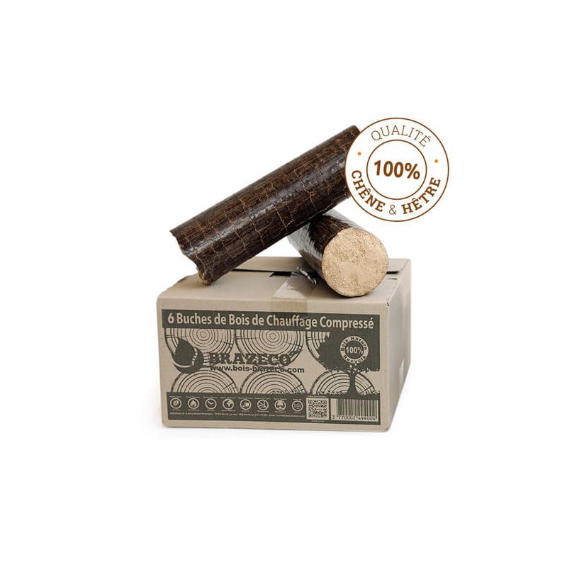 Bois Densifié Premium - 80 cartons de 6 bûches - Palette environ 960kgs